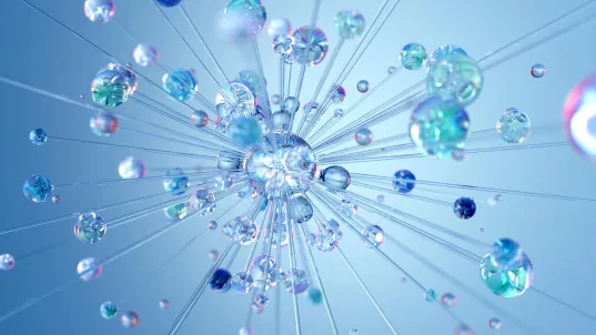 Abstract data visualization representing how content strategy and AI content strategy structure information for smarter, more connected insights.
