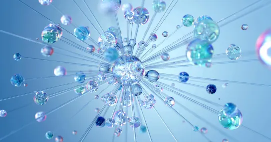 Abstract data visualization representing how content strategy and AI content strategy structure information for smarter, more connected insights.